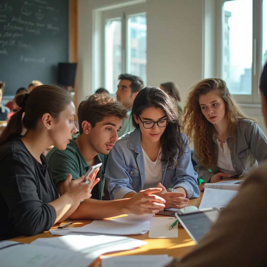 Estudiantes colaborando en un taller de negocios interactivo en Argentina